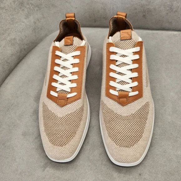 Wolf & Shepherd Men's Sneakers 11 Cream Tan SupremeKnit Trainers Sock New $175 - Picture 6 of 16